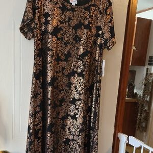 Elegant LuLaRoe Black and Gold  Floral Dress